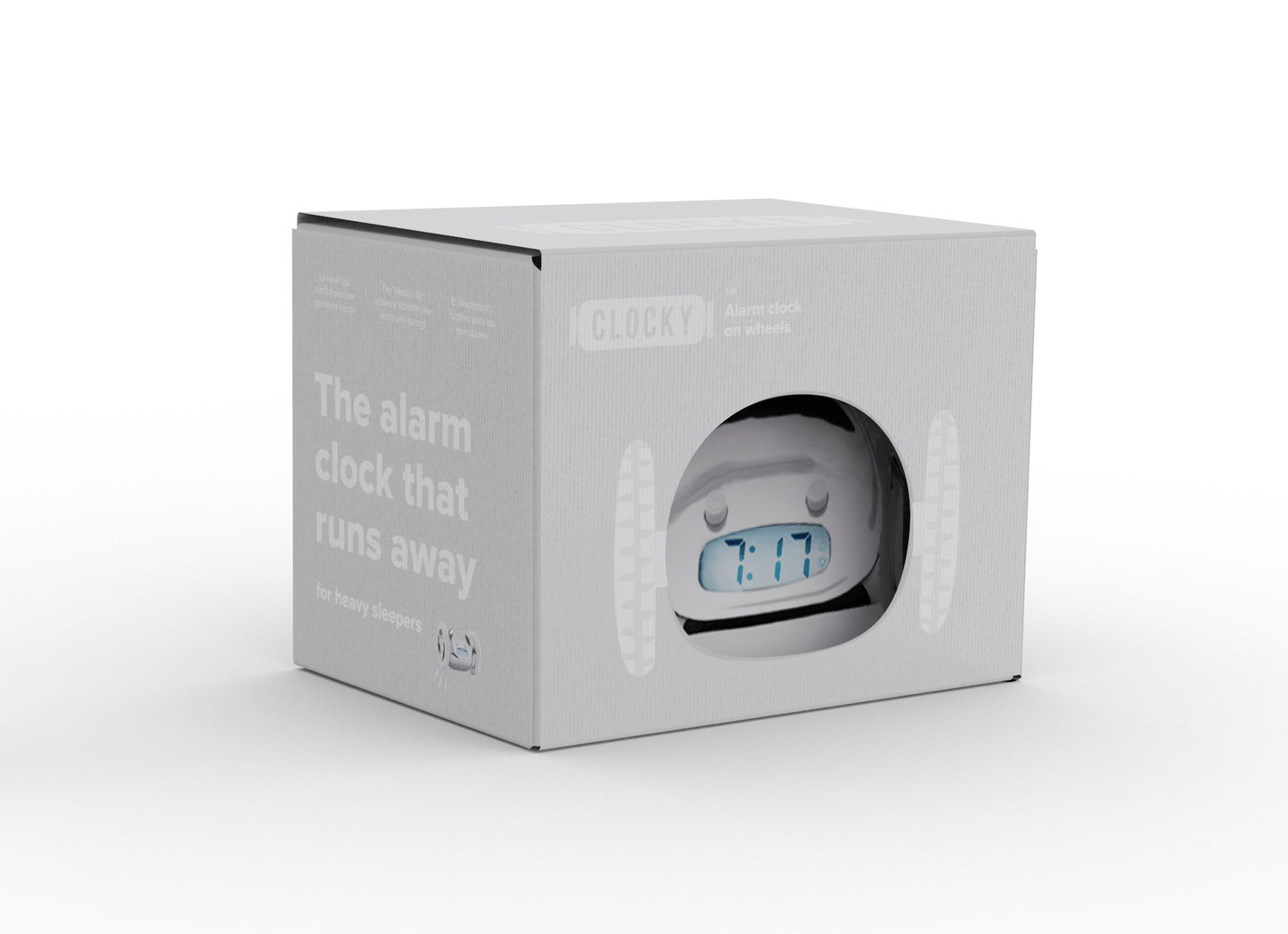 Clocky Chrome - Alarm clock on wheels - wevelnit