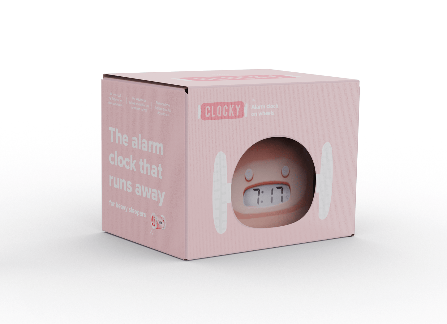 Clocky Pink - Alarm clock on wheels - wevelnit