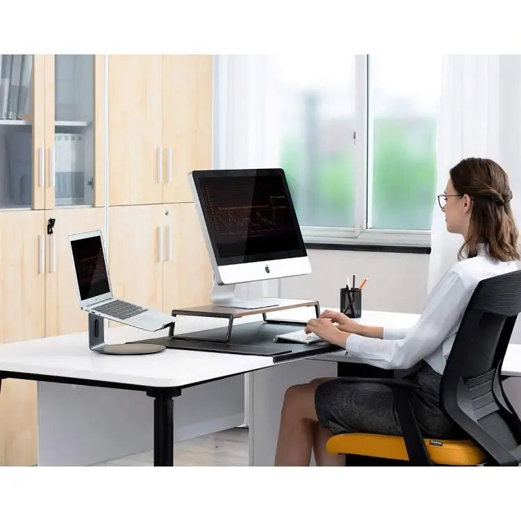 Monitor Stand Riser with Metal Feet for iMac MacBook LCD Display Printer, Lapdesk Tabletop Organizer Sturdy Platform Save Space(Dark Wood Grain) - wevelnit