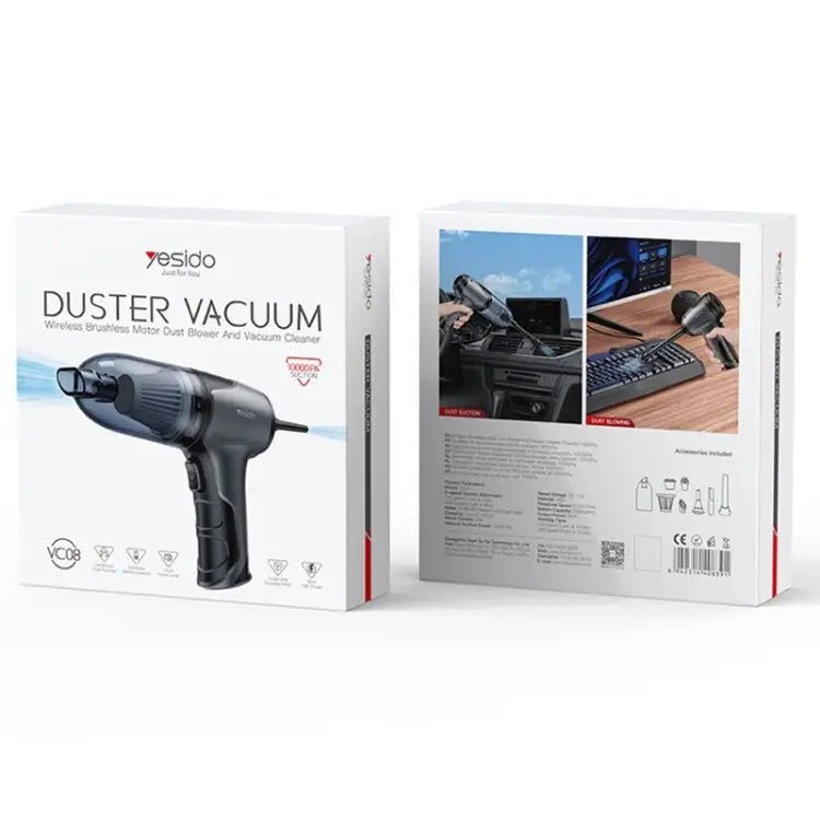 Yesido VC08 Dual - Purpose Car Vacuum Cleaner – Blowing & Suction (Black) - wevelnit