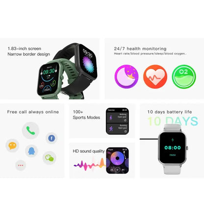 Smartwatch 1,83 inch – AI-spraak, bellen en hartslagmeting