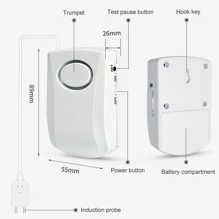 130dB Water Leakage Overflow Alarm Detector Sensor - wevelnit