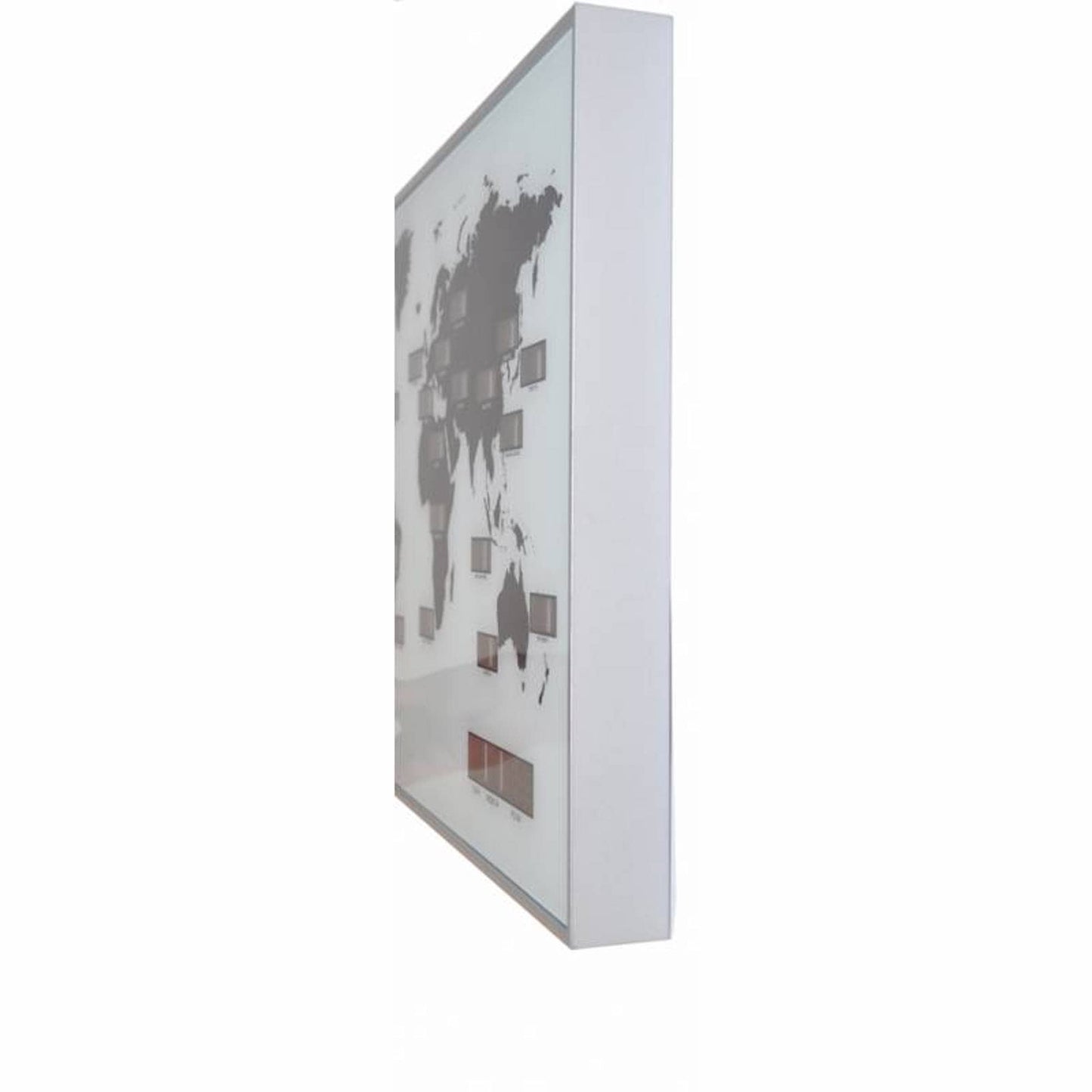 Wall clock - 55 x 36 x 4 cm - Glass - Aluminum - World time clock - 'World Time Digit' - Wevelnit