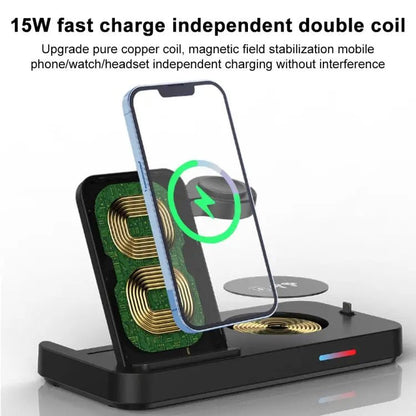 3 - in - 1 15W Foldable Wireless Charger Stand – For Apple, Samsung & Huawei - wevelnit