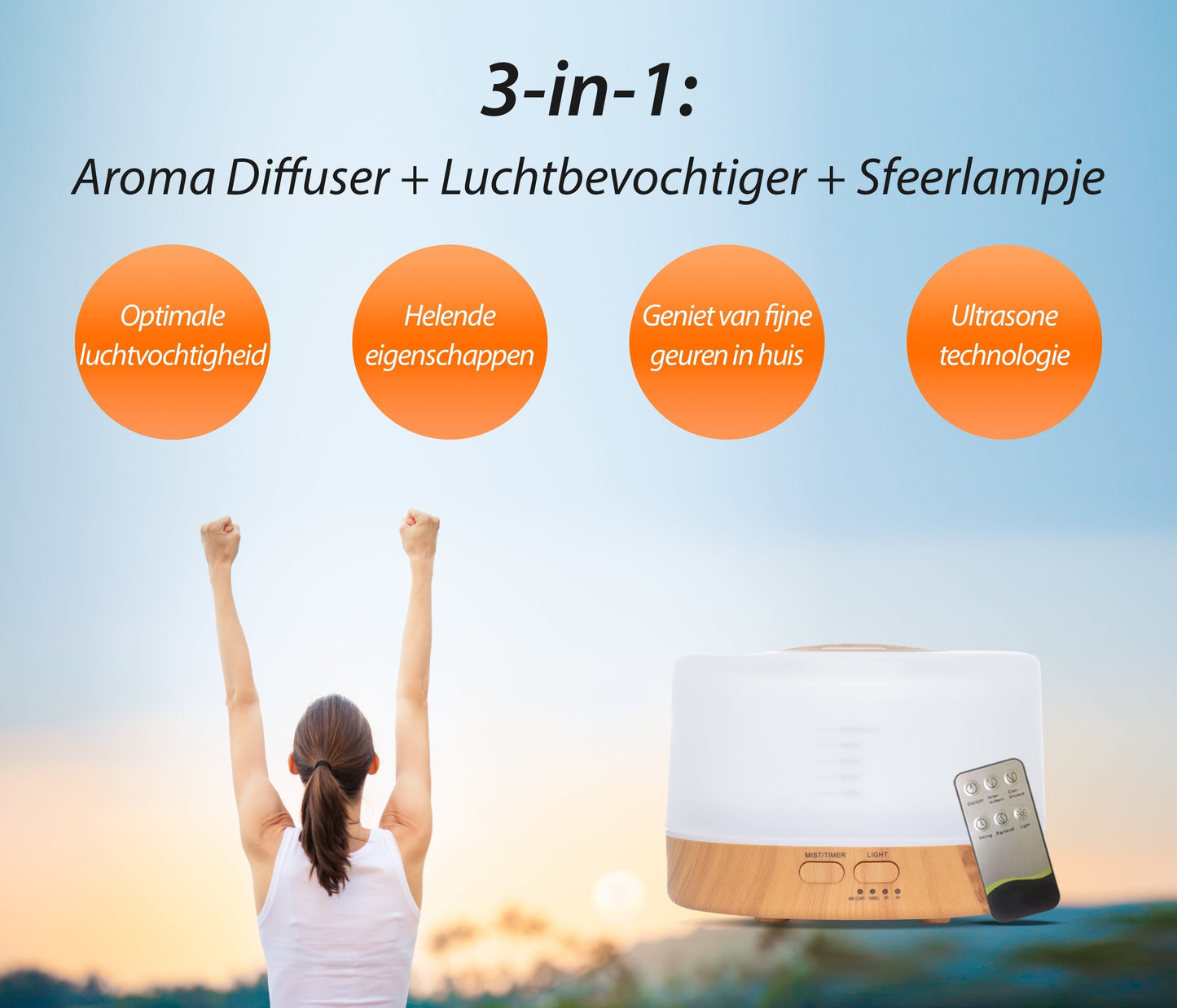 Happiness Pro Diffuser - Licht Hout - wevelnit