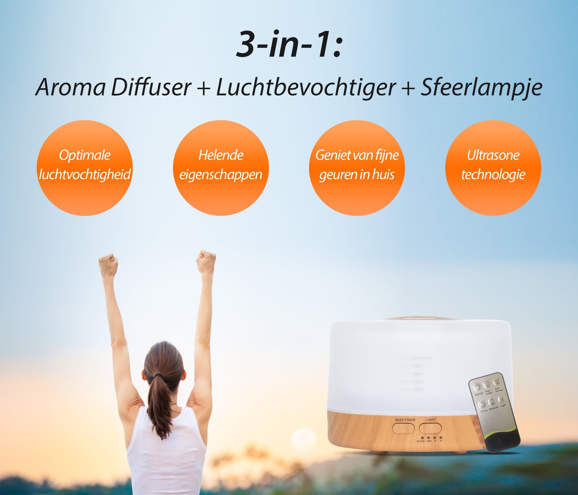Happiness Pro Diffuser - Licht Hout - wevelnit