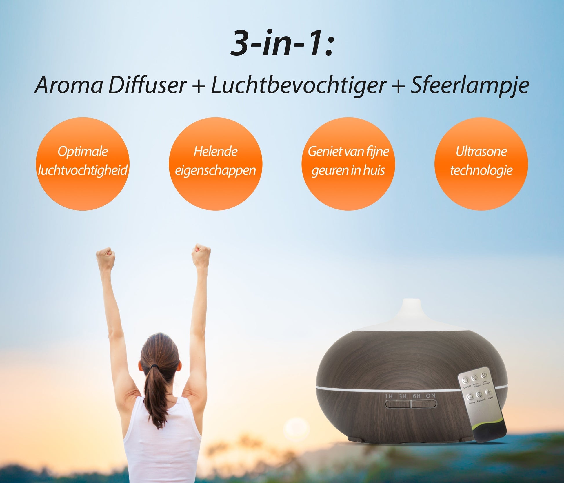 Sun Shine Pro Diffuser - Donker Hout - wevelnit