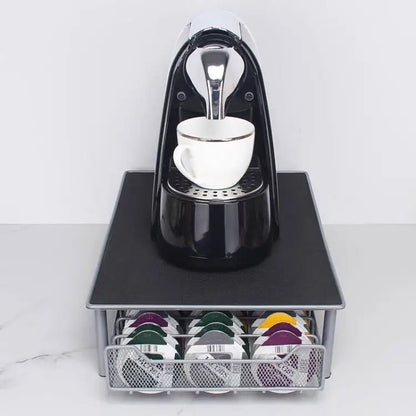 3 Rows Drawer Type Coffee Capsule Holder Organizer Can Storage 60pcs Milk Ball(Silver Gray) - wevelnit