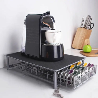 3 Rows Drawer Type Coffee Capsule Holder Organizer Can Storage 60pcs Milk Ball(Silver Gray) - wevelnit
