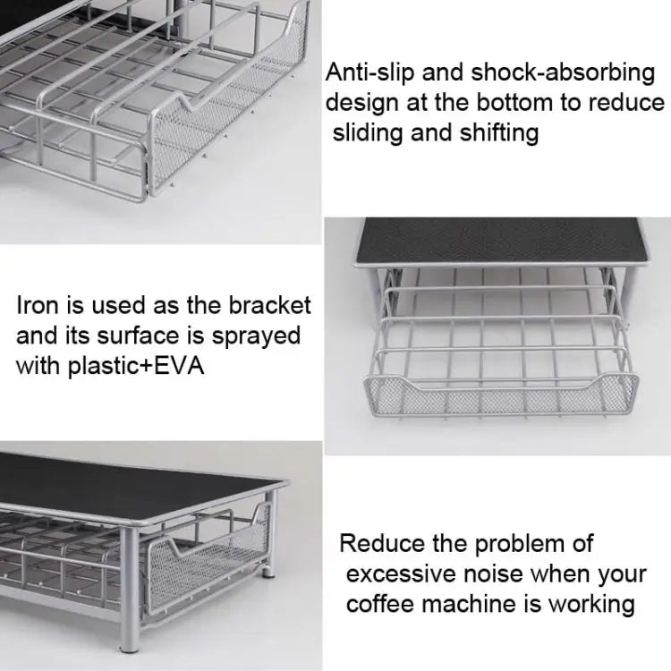 3 Rows Drawer Type Coffee Capsule Holder Organizer Can Storage 60pcs Milk Ball(Silver Gray) - wevelnit