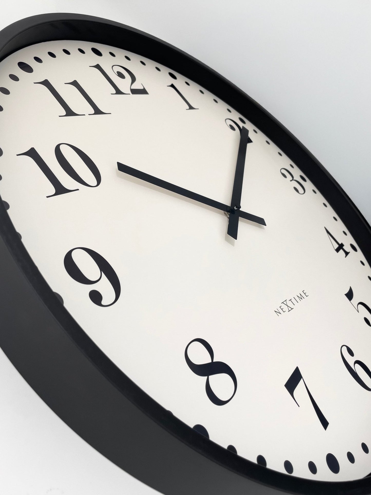 Wall clock 50cm - Silent - Black/White - Plastic - NeXtime 'Dickens Large' - wevelnit