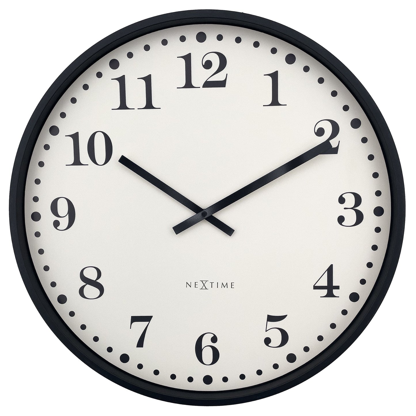 Wall clock 50cm - Silent - Black/White - Plastic - NeXtime 'Dickens Large' - wevelnit