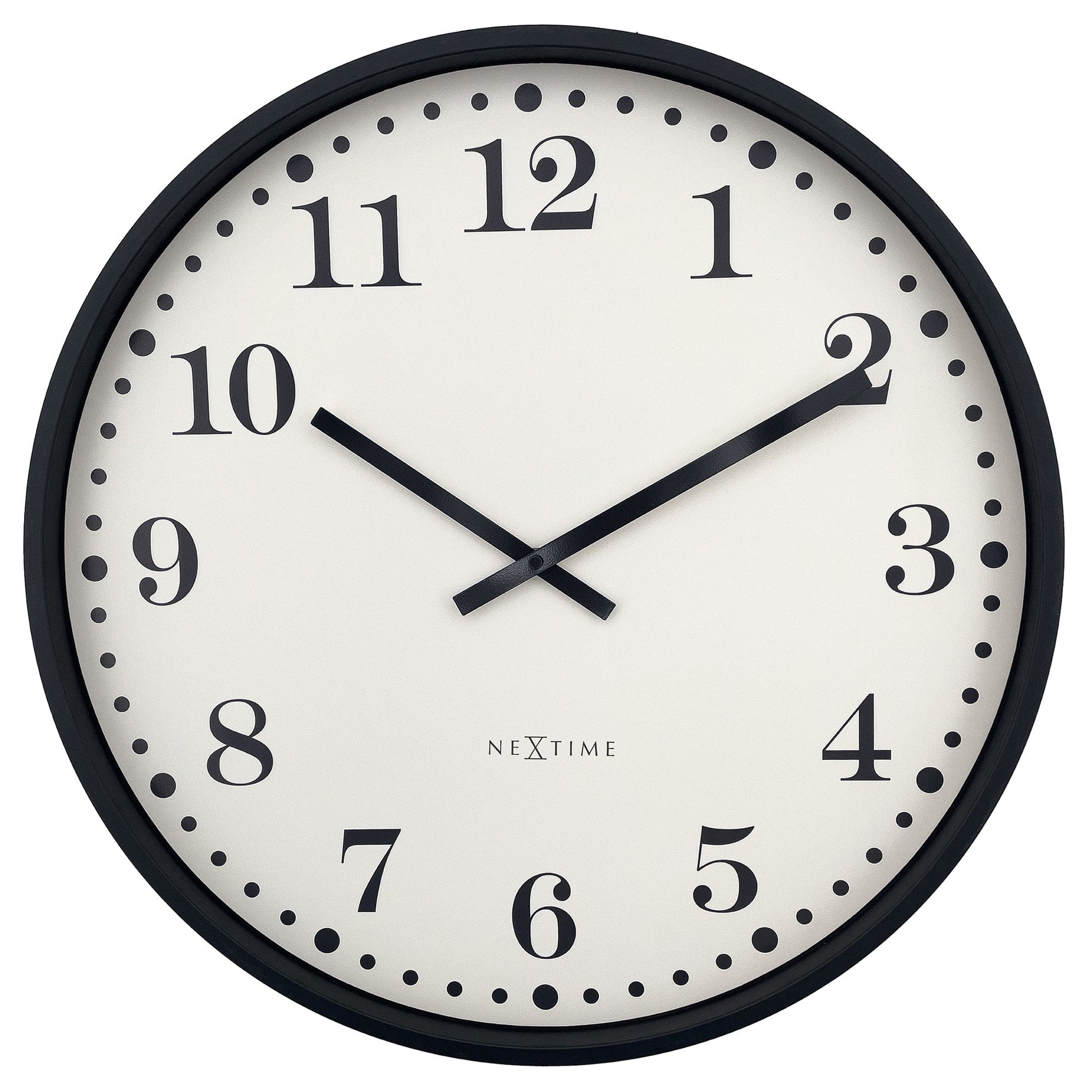Wall clock 50cm - Silent - Black/White - Plastic - NeXtime 'Dickens Large' - wevelnit