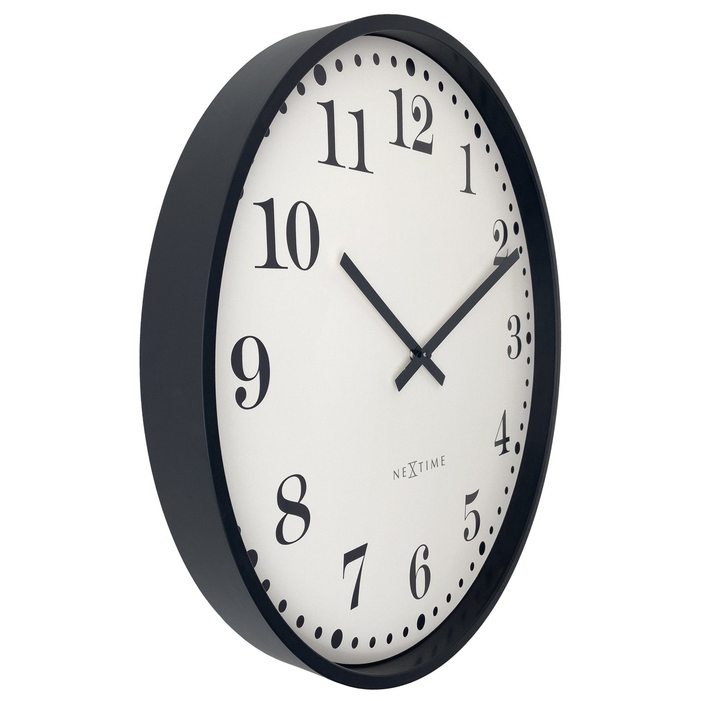 Wall clock 50cm - Silent - Black/White - Plastic - NeXtime 'Dickens Large' - wevelnit