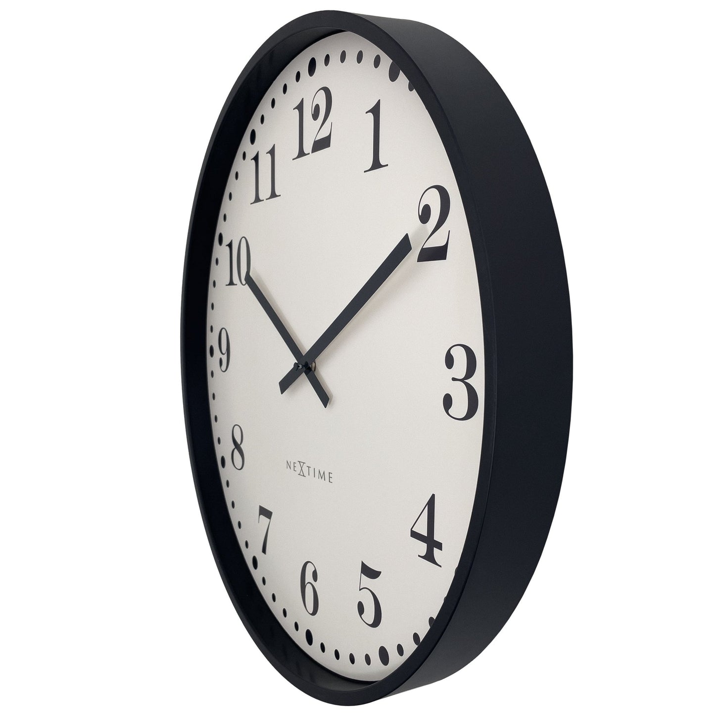 Wall clock 50cm - Silent - Black/White - Plastic - NeXtime 'Dickens Large' - wevelnit