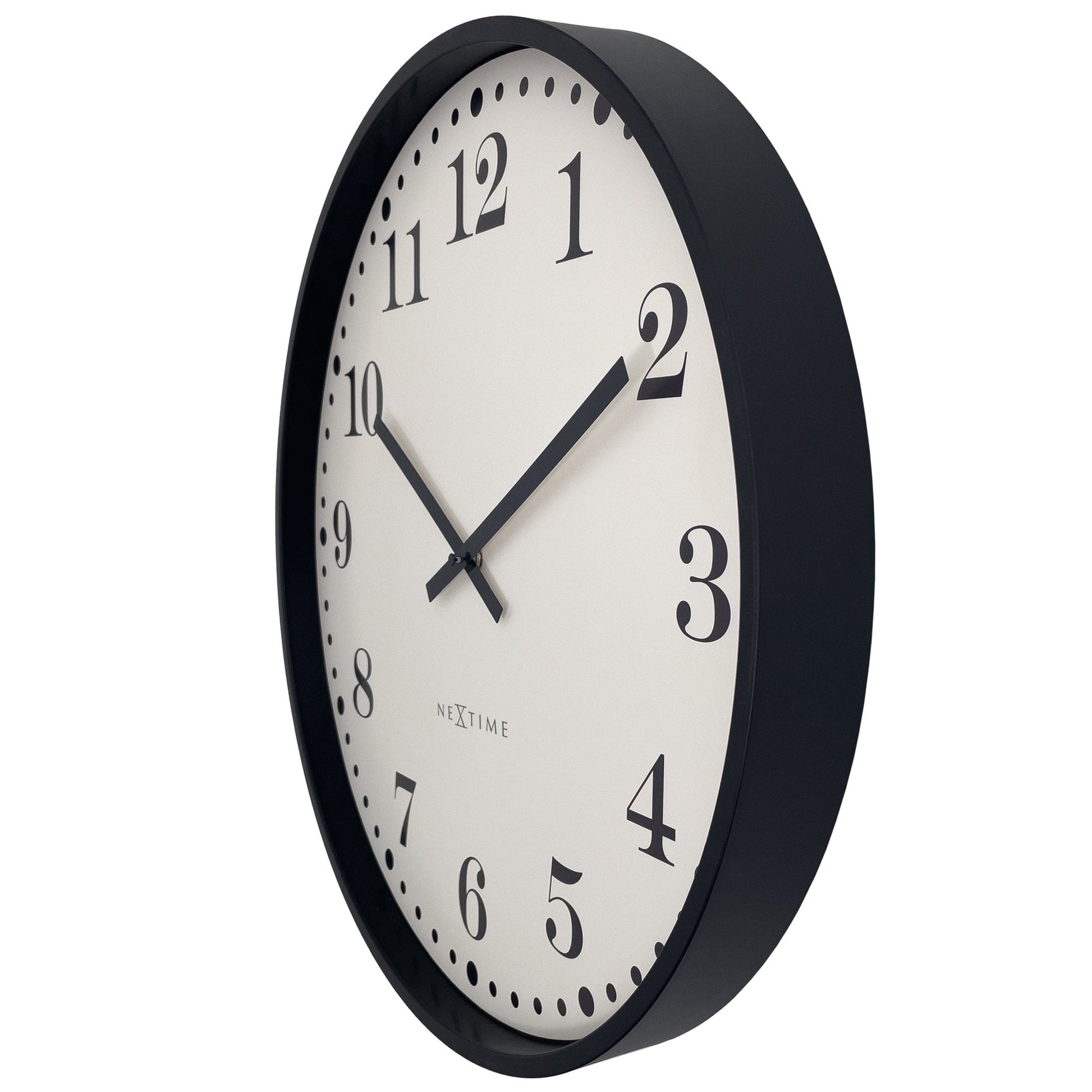 Wall clock 50cm - Silent - Black/White - Plastic - NeXtime 'Dickens Large' - wevelnit