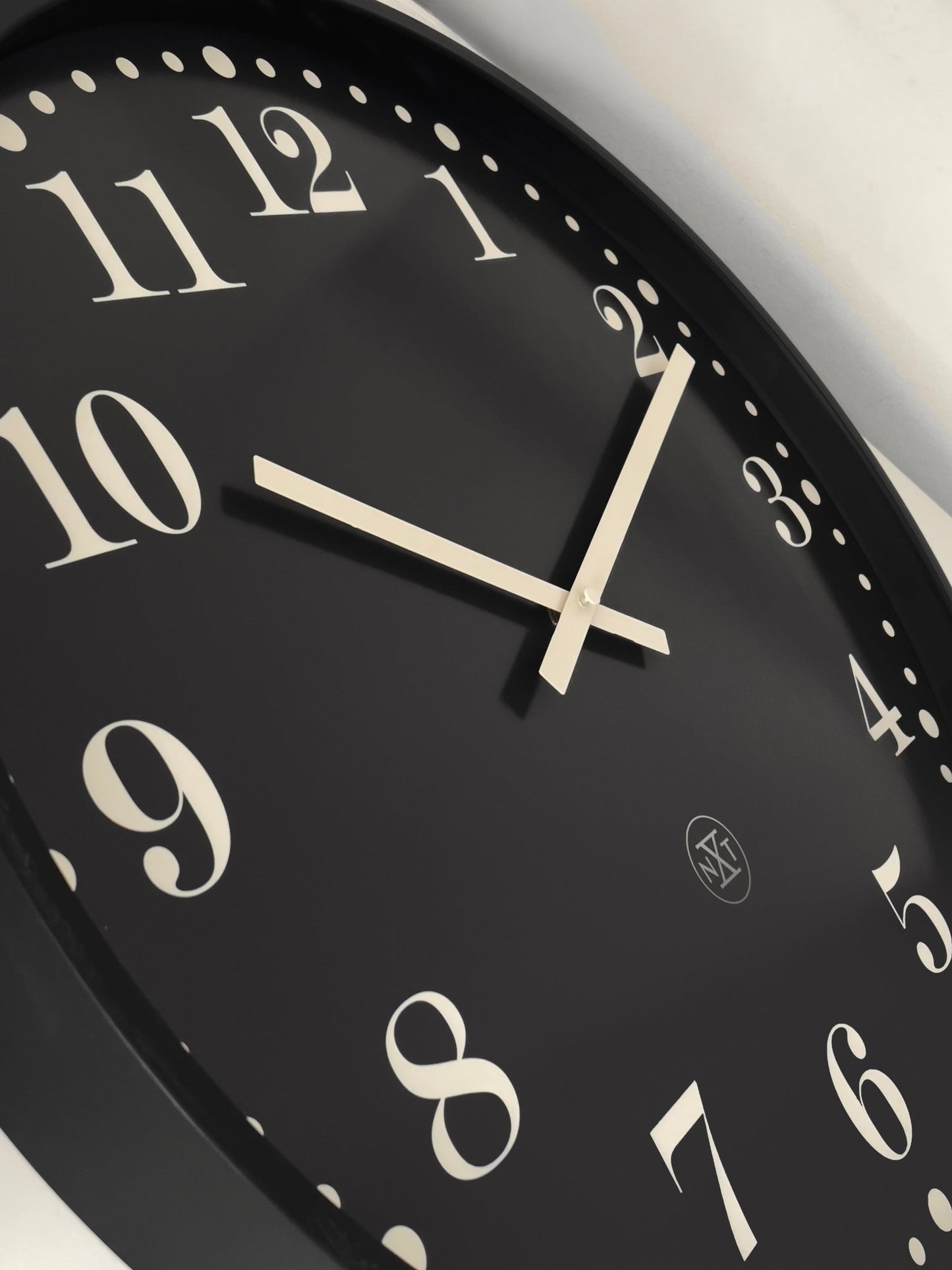 Wall clock 50cm - Silent - Black/White - Plastic - NeXtime 'Dickens Large' - wevelnit