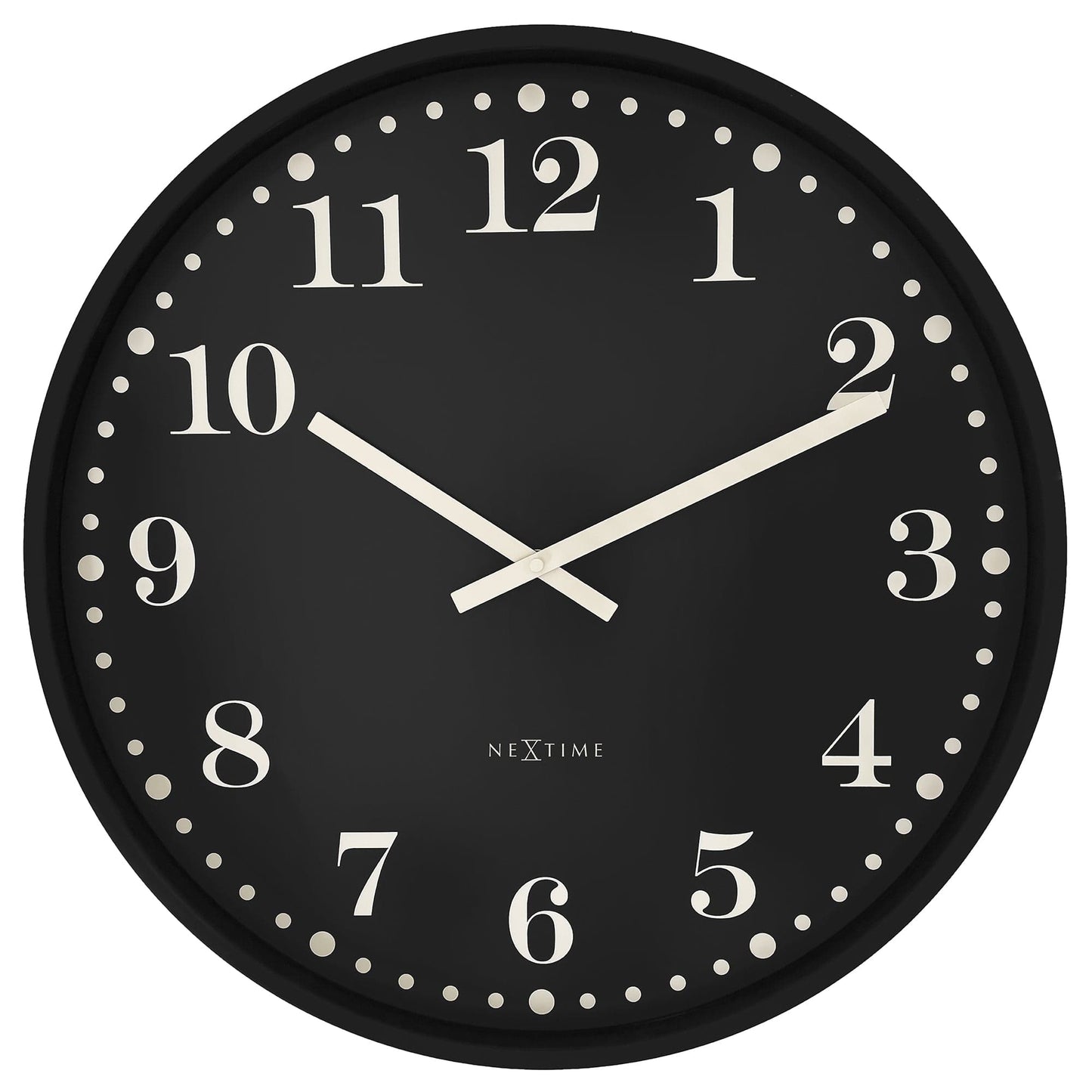 Wall clock 50cm - Silent - Black/White - Plastic - NeXtime 'Dickens Large' - wevelnit