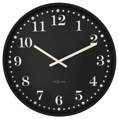 Wall clock 50cm - Silent - Black/White - Plastic - NeXtime 'Dickens Large' - wevelnit