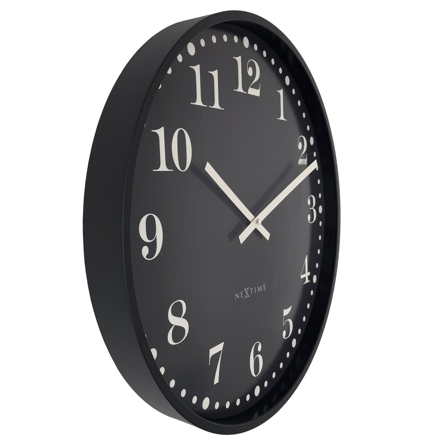 Wall clock 50cm - Silent - Black/White - Plastic - NeXtime 'Dickens Large' - wevelnit