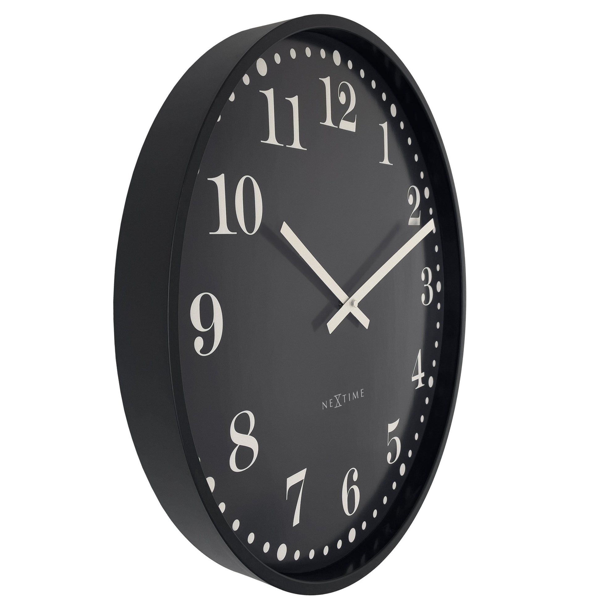 Wall clock 50cm - Silent - Black/White - Plastic - NeXtime 'Dickens Large' - wevelnit