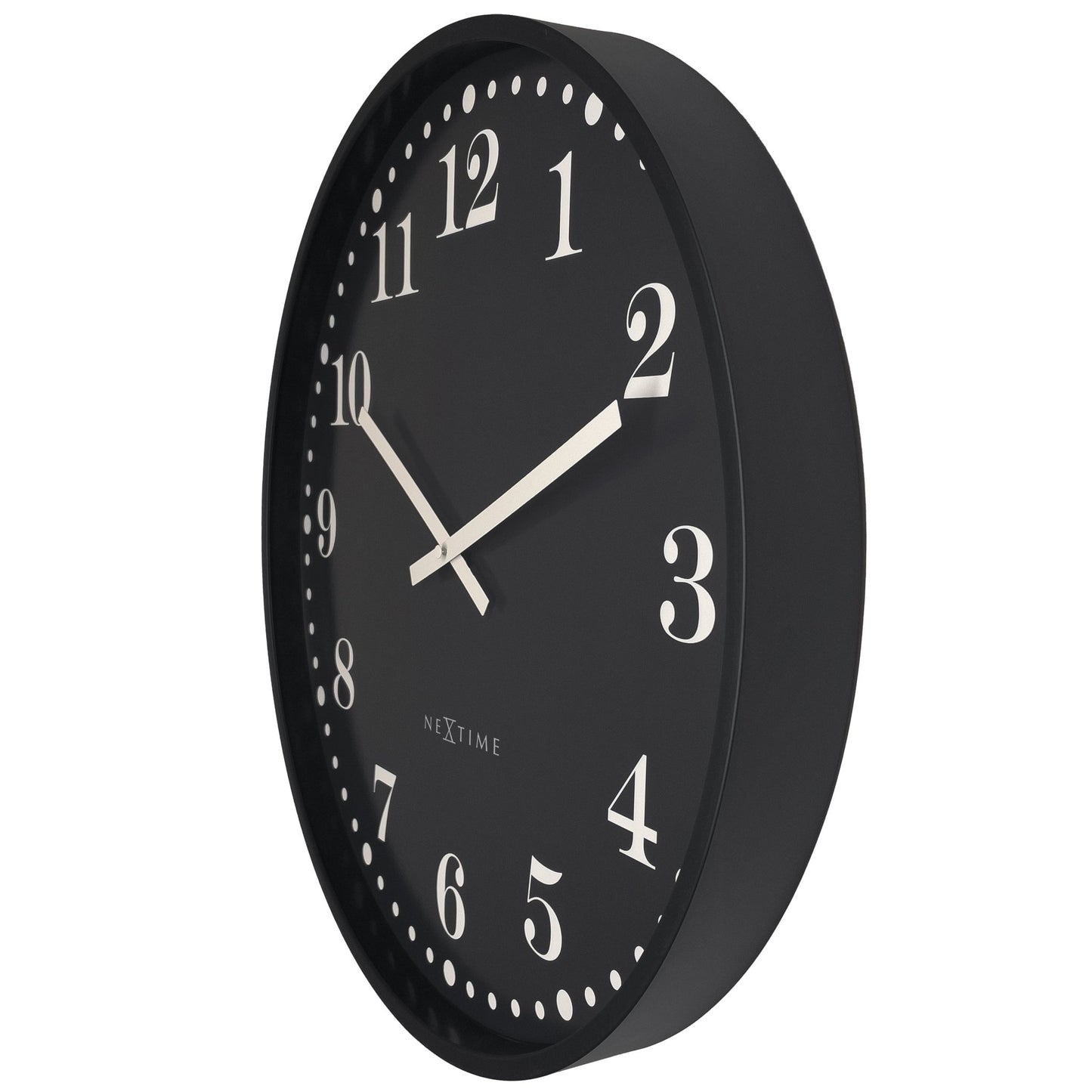 Wall clock 50cm - Silent - Black/White - Plastic - NeXtime 'Dickens Large' - wevelnit