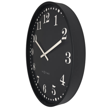 Wall clock 50cm - Silent - Black/White - Plastic - NeXtime 'Dickens Large' - wevelnit