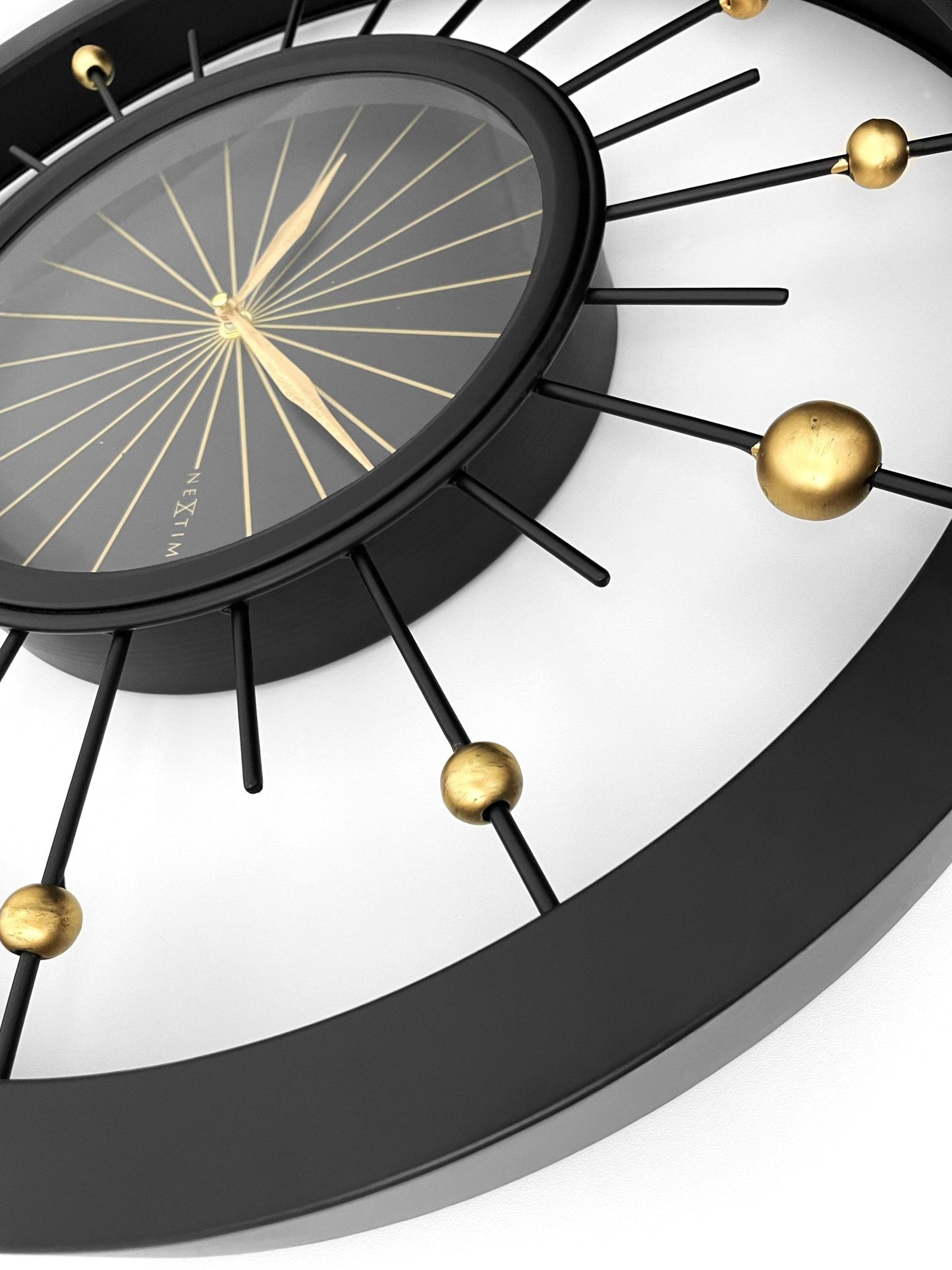 Wall clock 60cm - Silent - Black - Metal - NeXtime 'Orbit' - wevelnit