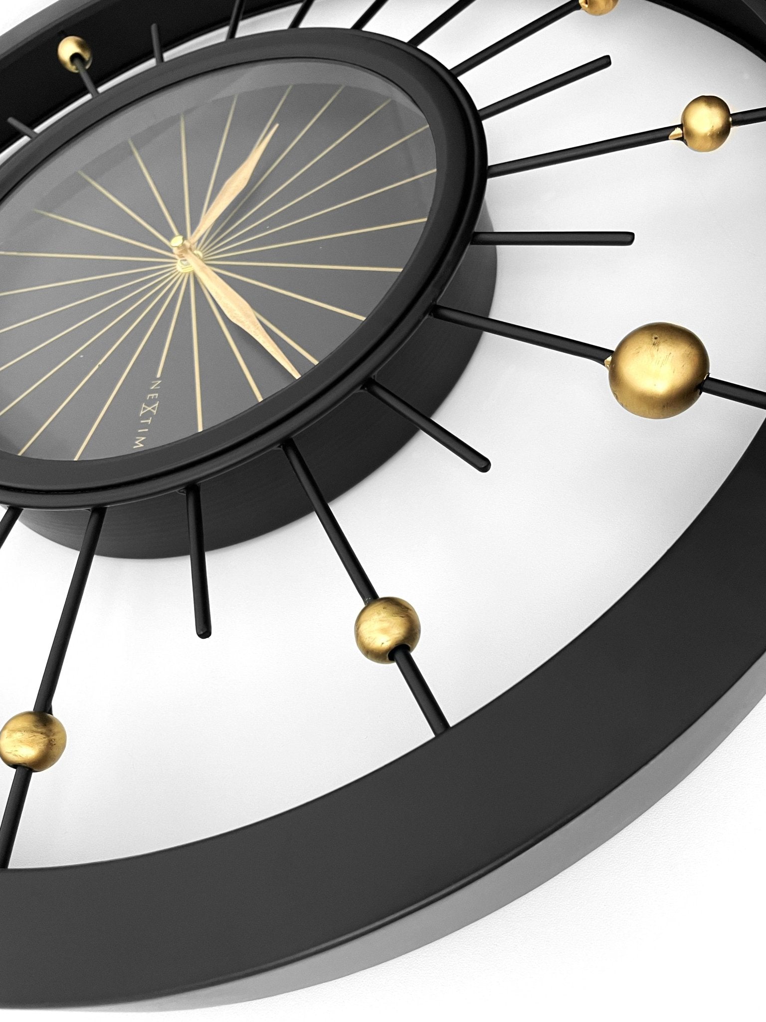 Wall clock 60cm - Silent - Black - Metal - NeXtime 'Orbit' - wevelnit