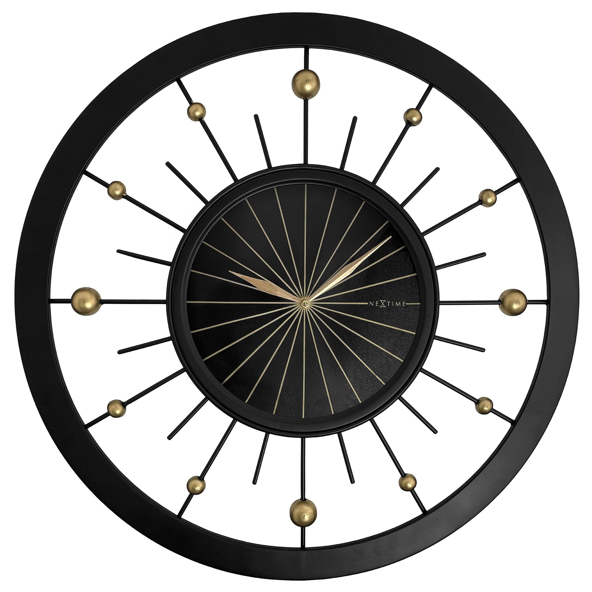 Wall clock 60cm - Silent - Black - Metal - NeXtime 'Orbit' - wevelnit