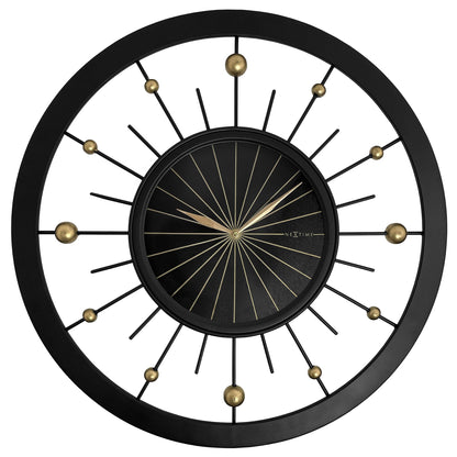 Wall clock 60cm - Silent - Black - Metal - NeXtime 'Orbit' - wevelnit