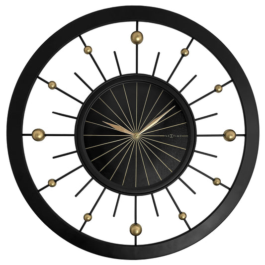 Wall clock 60cm - Silent - Black - Metal - NeXtime 'Orbit' - wevelnit