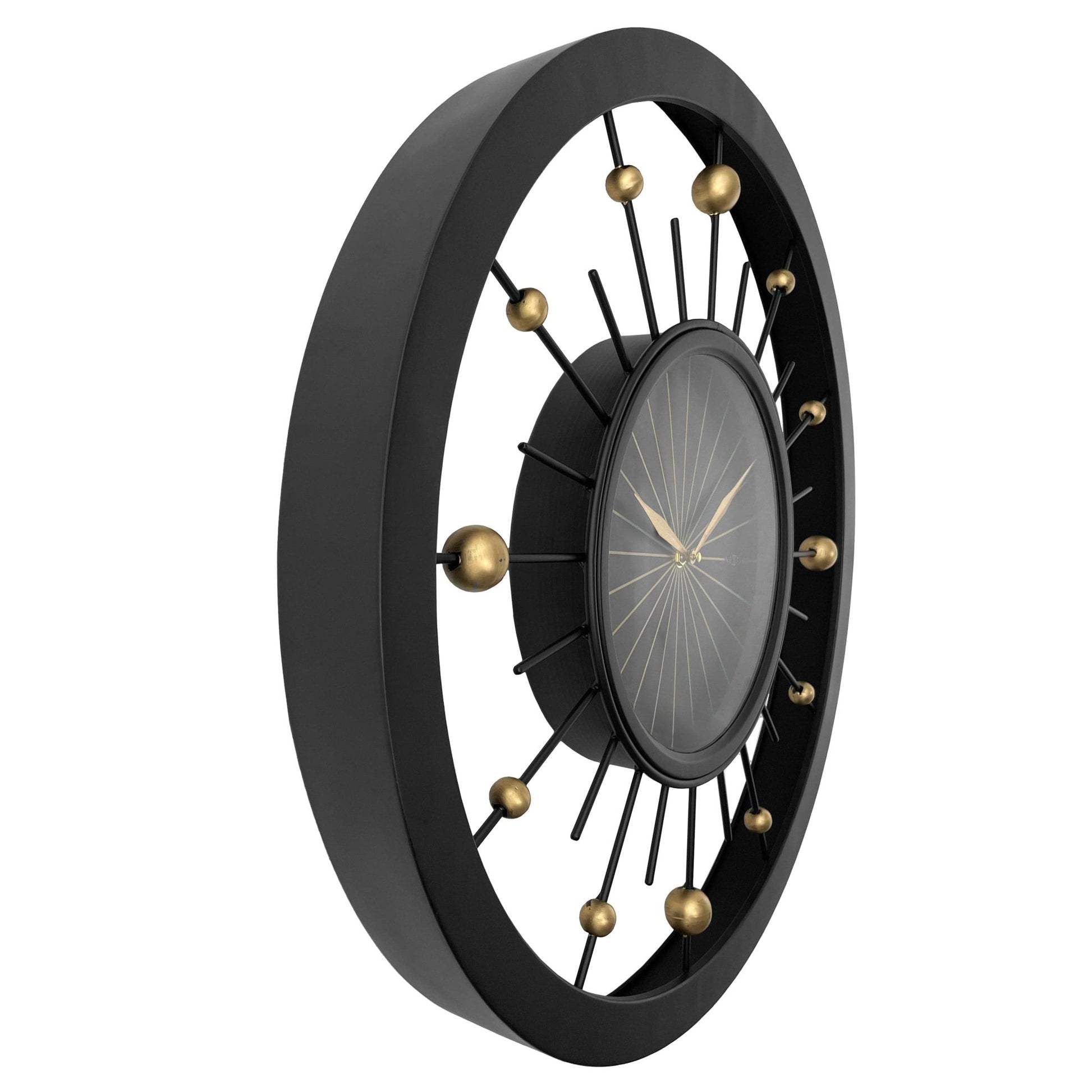 Wall clock 60cm - Silent - Black - Metal - NeXtime 'Orbit' - wevelnit
