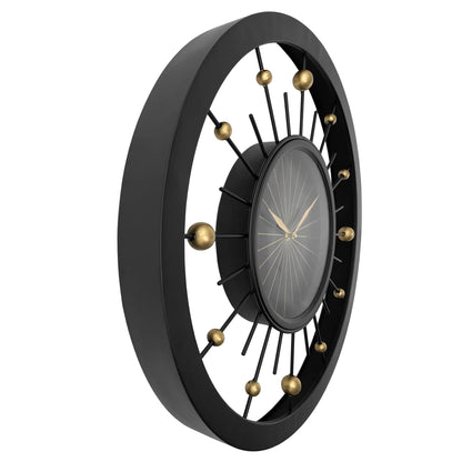 Wall clock 60cm - Silent - Black - Metal - NeXtime 'Orbit' - wevelnit