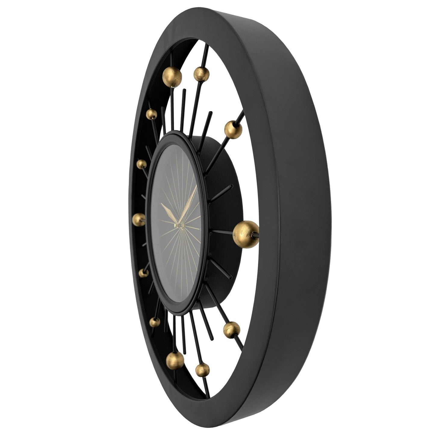 Wall clock 60cm - Silent - Black - Metal - NeXtime 'Orbit' - wevelnit