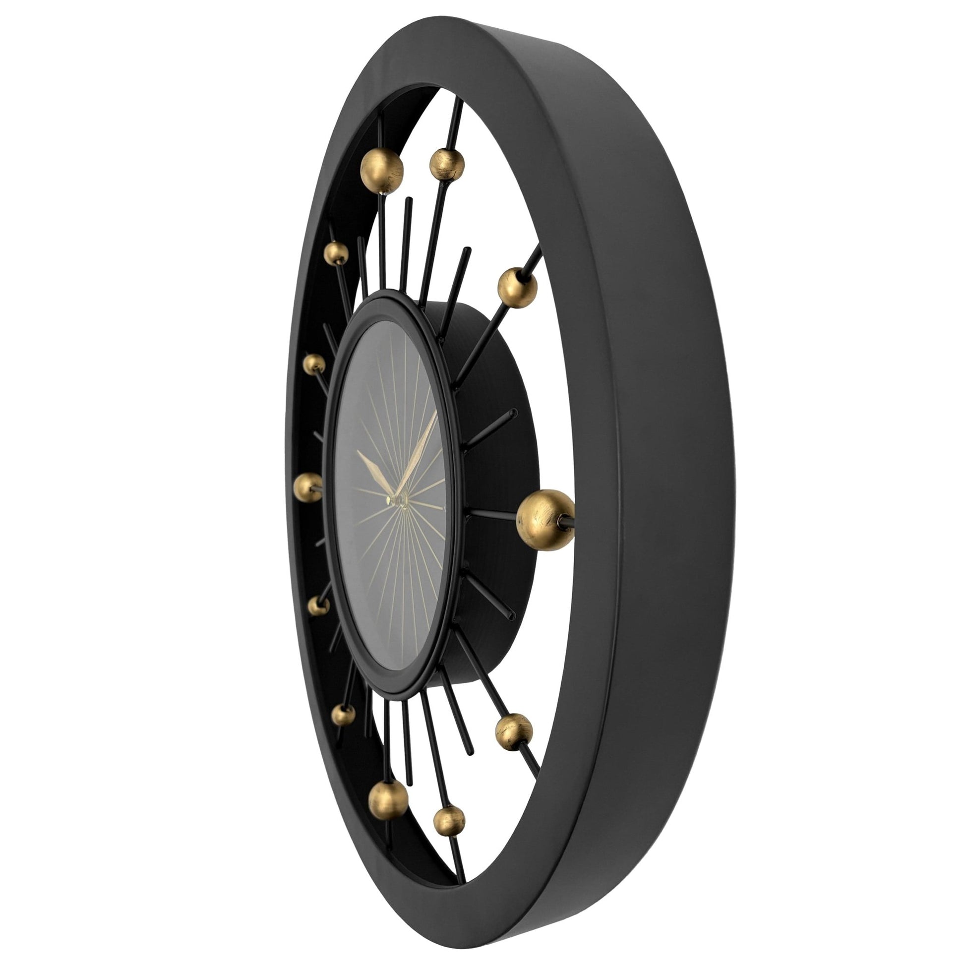Wall clock 60cm - Silent - Black - Metal - NeXtime 'Orbit' - wevelnit