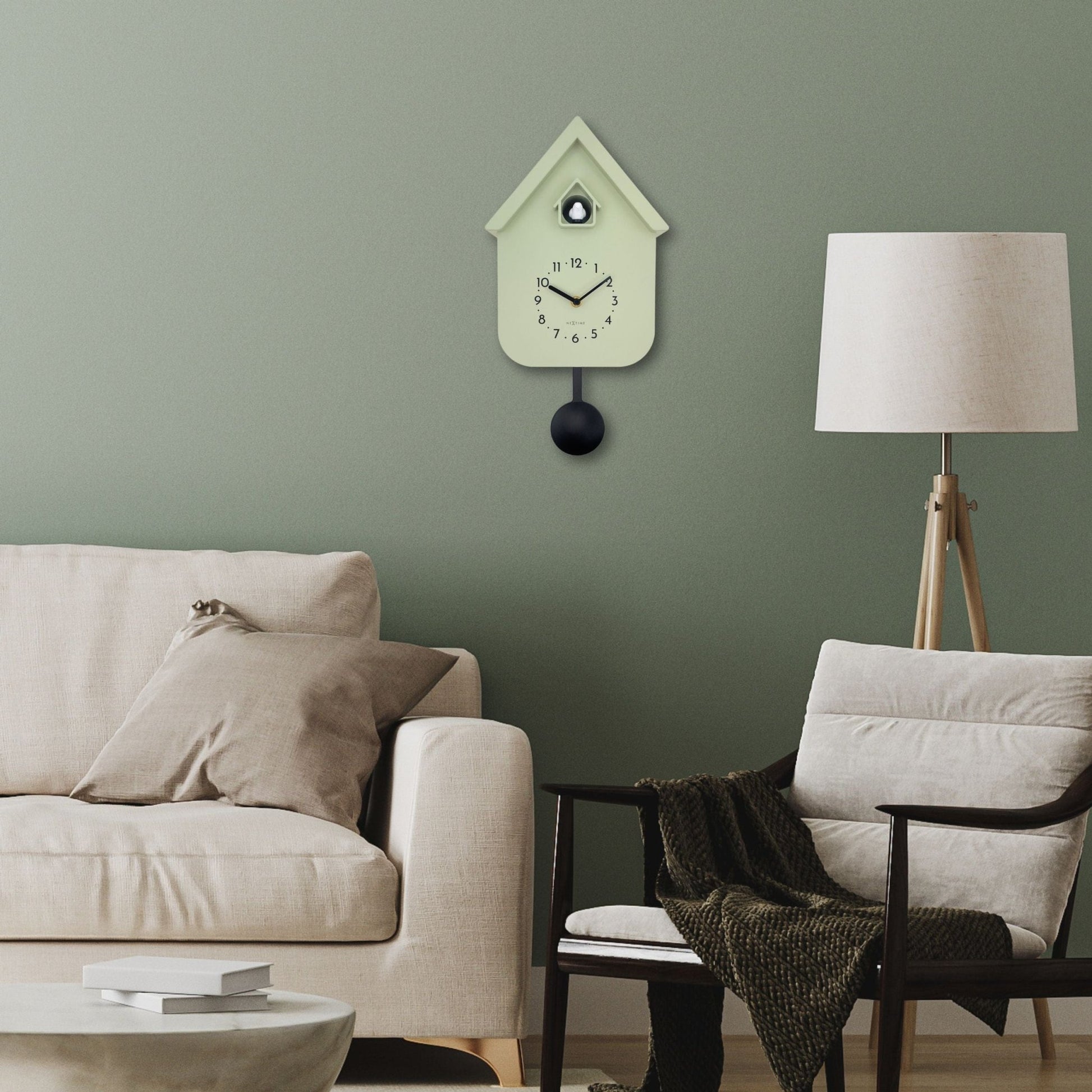 Wall clock 21.5x41.5x8.5cm - Pendulum - Cuckoo - NeXtime 'Twitter' - wevelnit