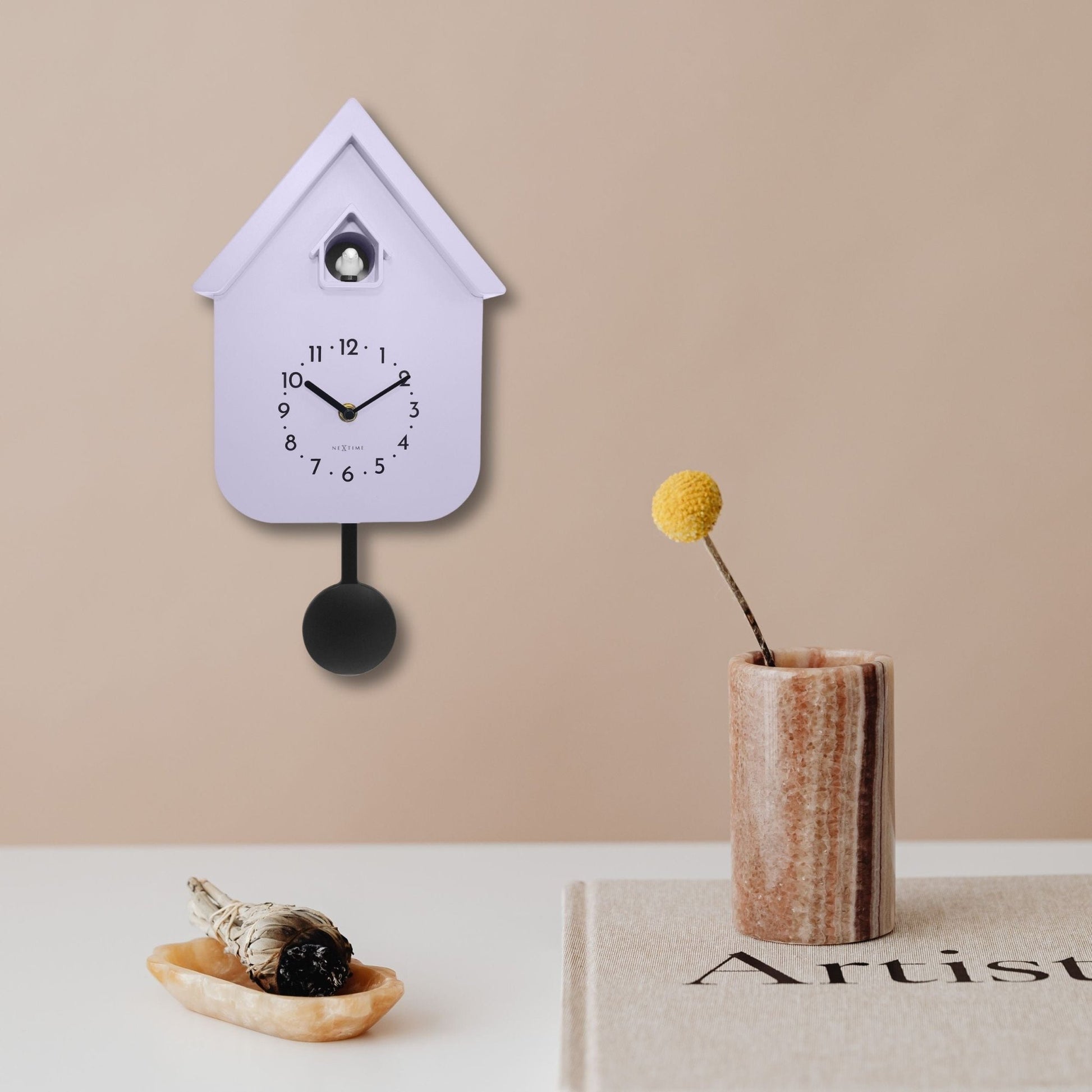 Wall clock 21.5x41.5x8.5cm - Pendulum - Cuckoo - NeXtime 'Twitter' - wevelnit