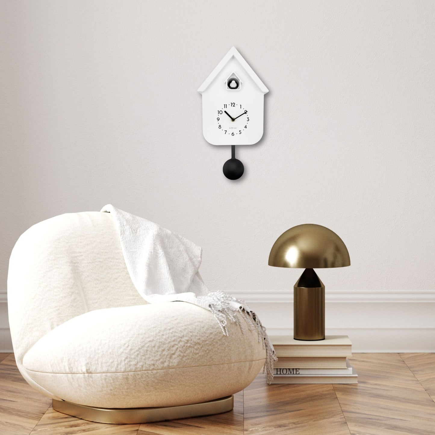 Wall clock 21.5x41.5x8.5cm - Pendulum - Cuckoo - NeXtime 'Twitter' - wevelnit