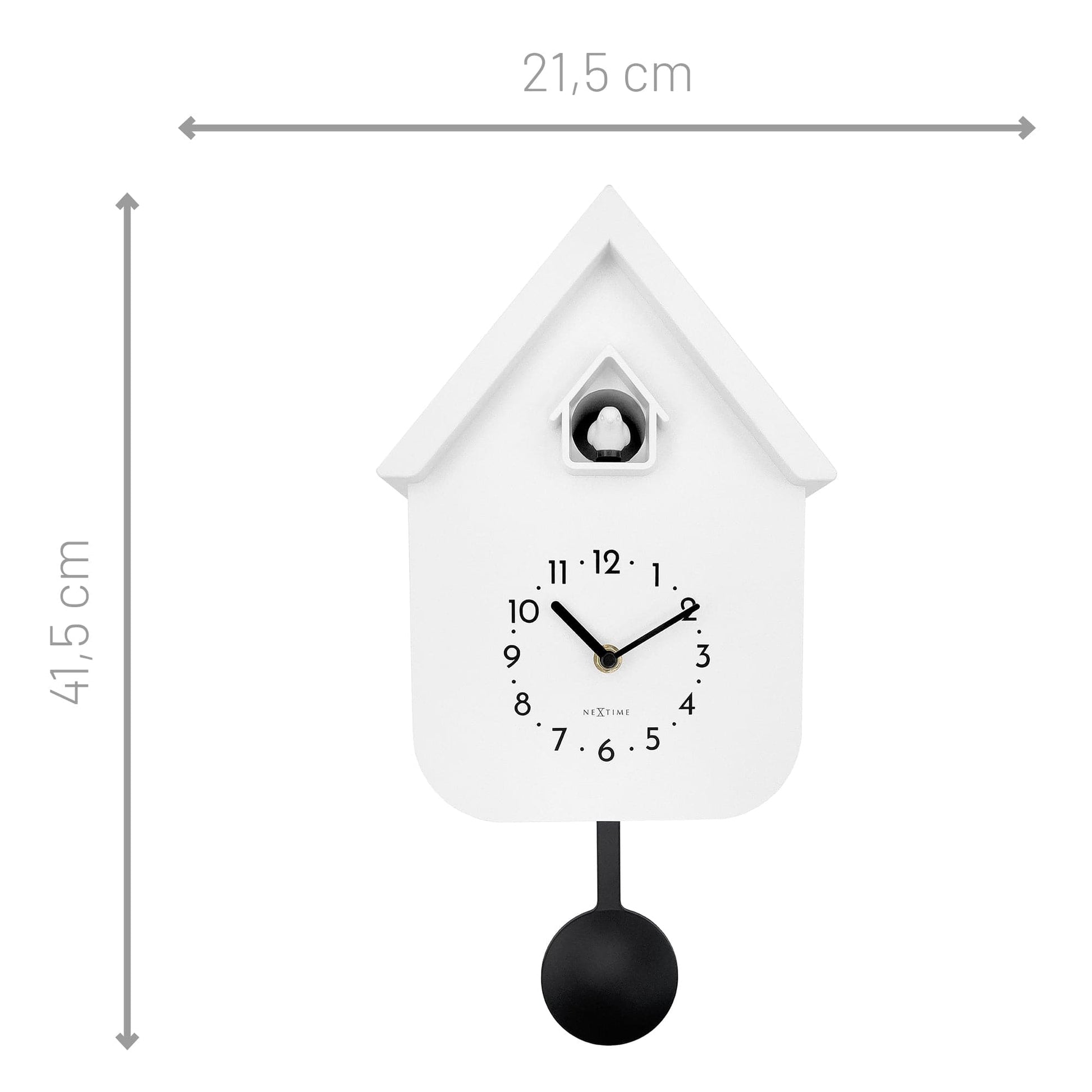 Wall clock 21.5x41.5x8.5cm - Pendulum - Cuckoo - NeXtime 'Twitter' - wevelnit