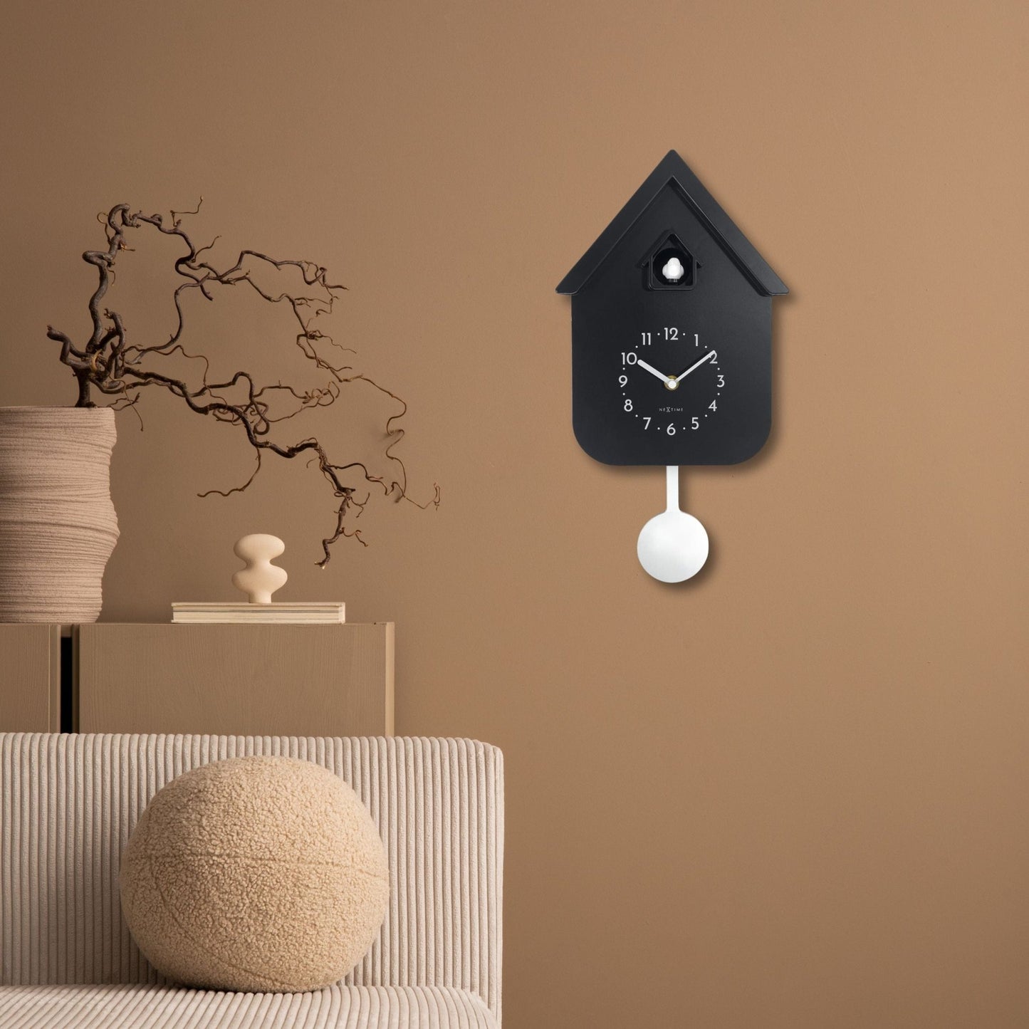 Wall clock 21.5x41.5x8.5cm - Pendulum - Cuckoo - NeXtime 'Twitter' - wevelnit