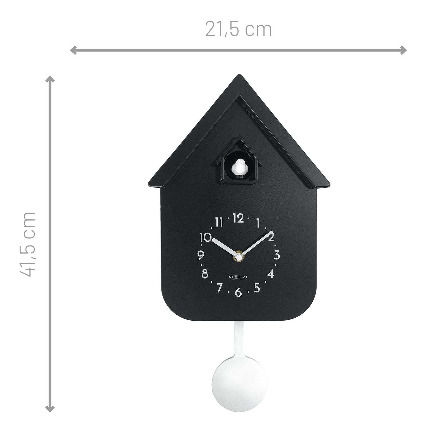 Wall clock 21.5x41.5x8.5cm - Pendulum - Cuckoo - NeXtime 'Twitter' - wevelnit