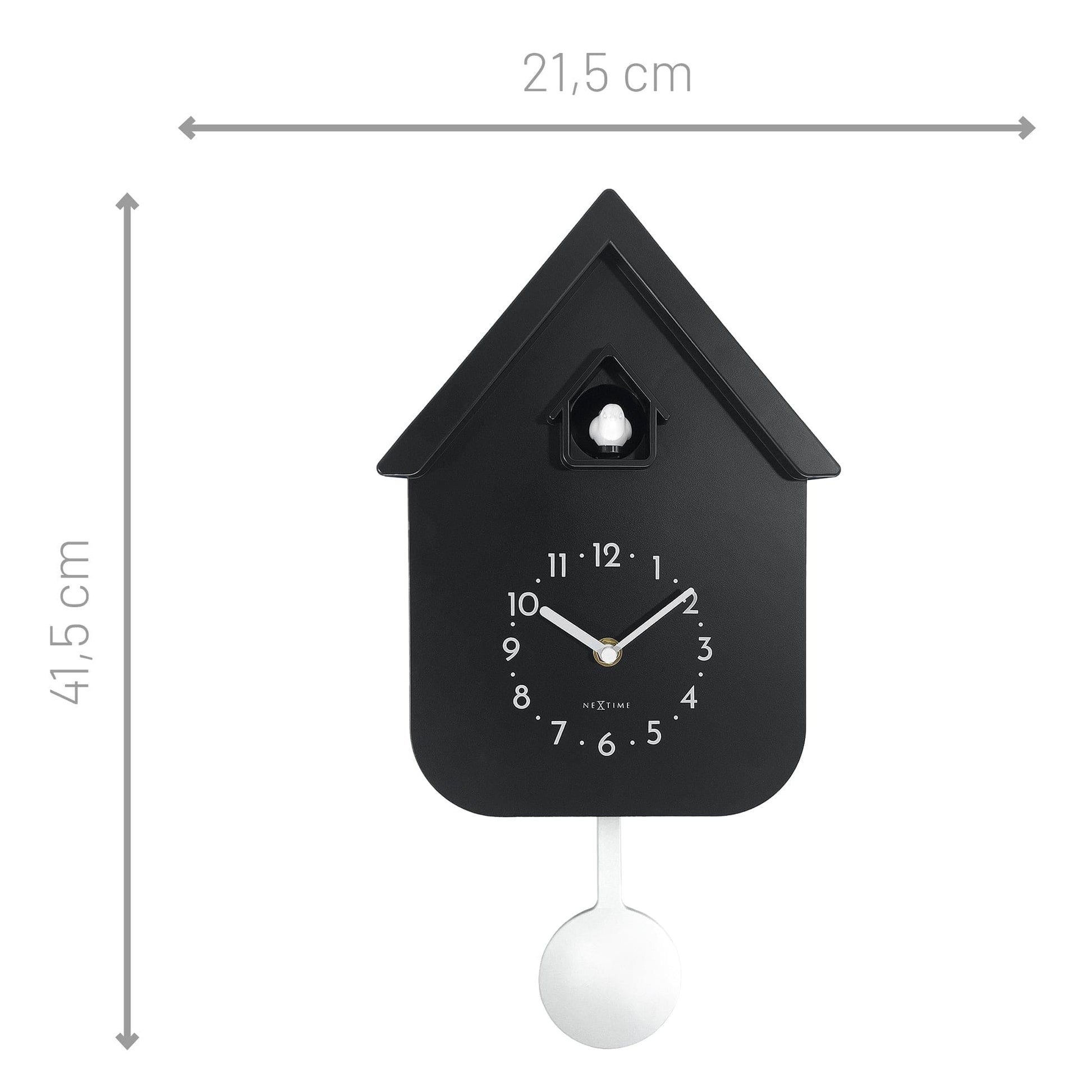 Wall clock 21.5x41.5x8.5cm - Pendulum - Cuckoo - NeXtime 'Twitter' - wevelnit