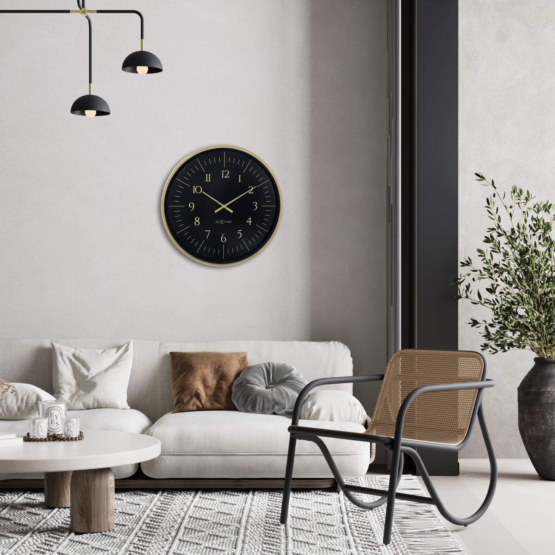 Wall clock 77cm - Black/White - Plastic - NeXtime 'Galaxy Large' - wevelnit