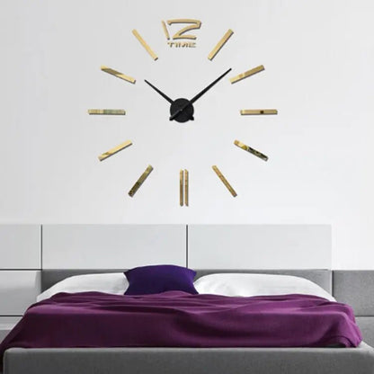 Home Office Decoration Modern Frameless Large DIY 3D Mirror Wall Sticker Clock - wevelnit