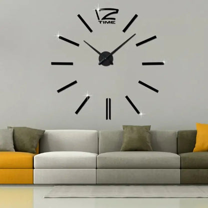 Home Office Decoration Modern Frameless Large DIY 3D Mirror Wall Sticker Clock - wevelnit