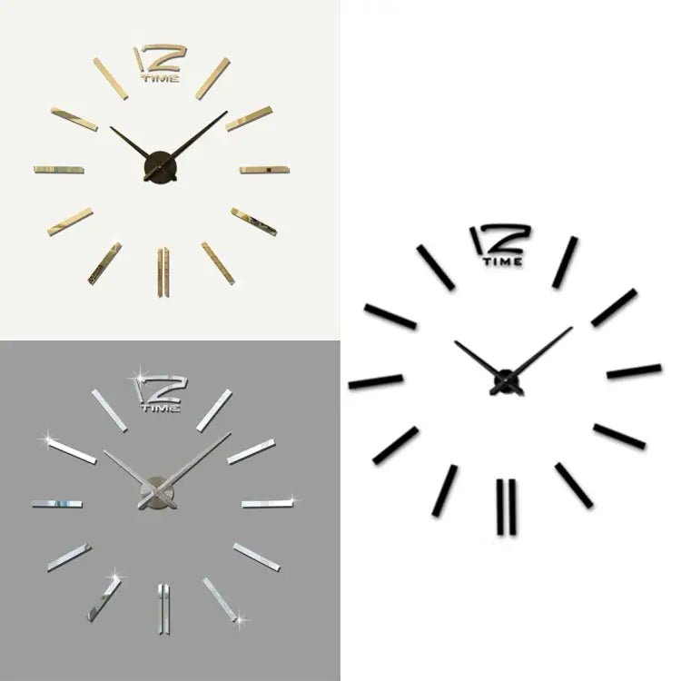 Home Office Decoration Modern Frameless Large DIY 3D Mirror Wall Sticker Clock - wevelnit