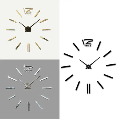 Home Office Decoration Modern Frameless Large DIY 3D Mirror Wall Sticker Clock - wevelnit