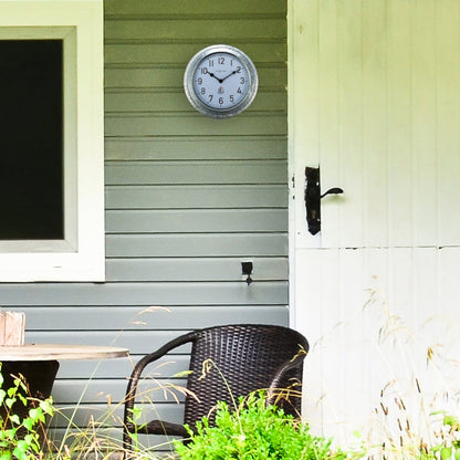 Weatherproof Outdoor Wall Clock - 22cm - Metal - Galvanized  Poppy - Wevelnit