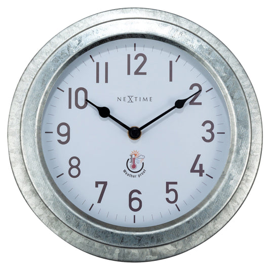 Weatherproof Outdoor Wall Clock - 22cm - Metal - Galvanized  Poppy - Wevelnit
